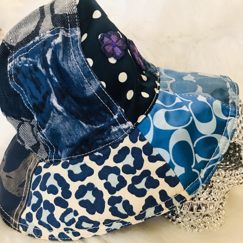 Coach-Denim Patchwork Floppy Hat - image 1